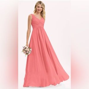 Bridesmaid dress.  “Watermelon” chiffon. Size 26W.  New with tags.